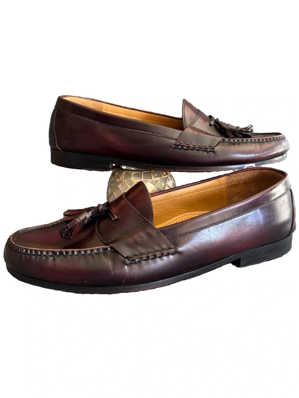Cole Haan Pinch Tassel Loafers 14D Burgundy Oxblood Leather Moc Toe Slip On